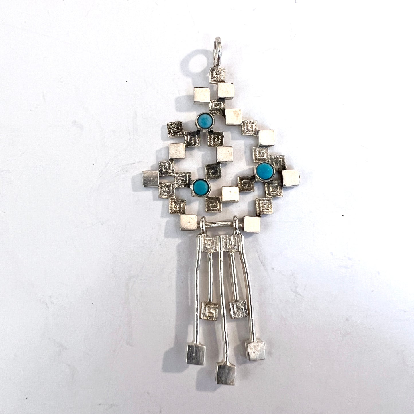 Urpo Hakala, Finland 1970s. Vintage Sterling Silver Turquoise Pendant.