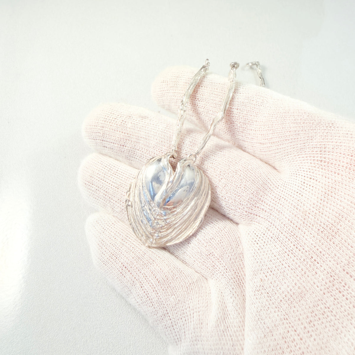 Bengt Hallberg, Sweden. Vintage Sterling Silver Organic Pendant Necklace. Designer Signature.