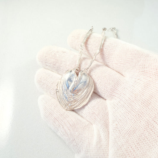 Bengt Hallberg, Sweden. Vintage Sterling Silver Organic Pendant Necklace. Designer Signature.