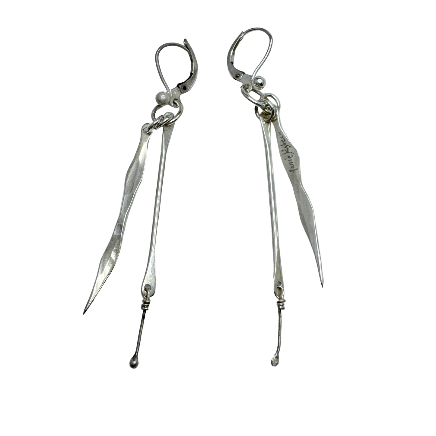 Annie Jägbeck, Sweden 1980s. Vintage Sterling Silver Dangle Earrings. Signed