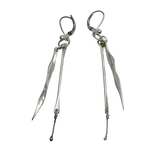 Annie Jägbeck, Sweden 1980s. Vintage Sterling Silver Dangle Earrings. Signed