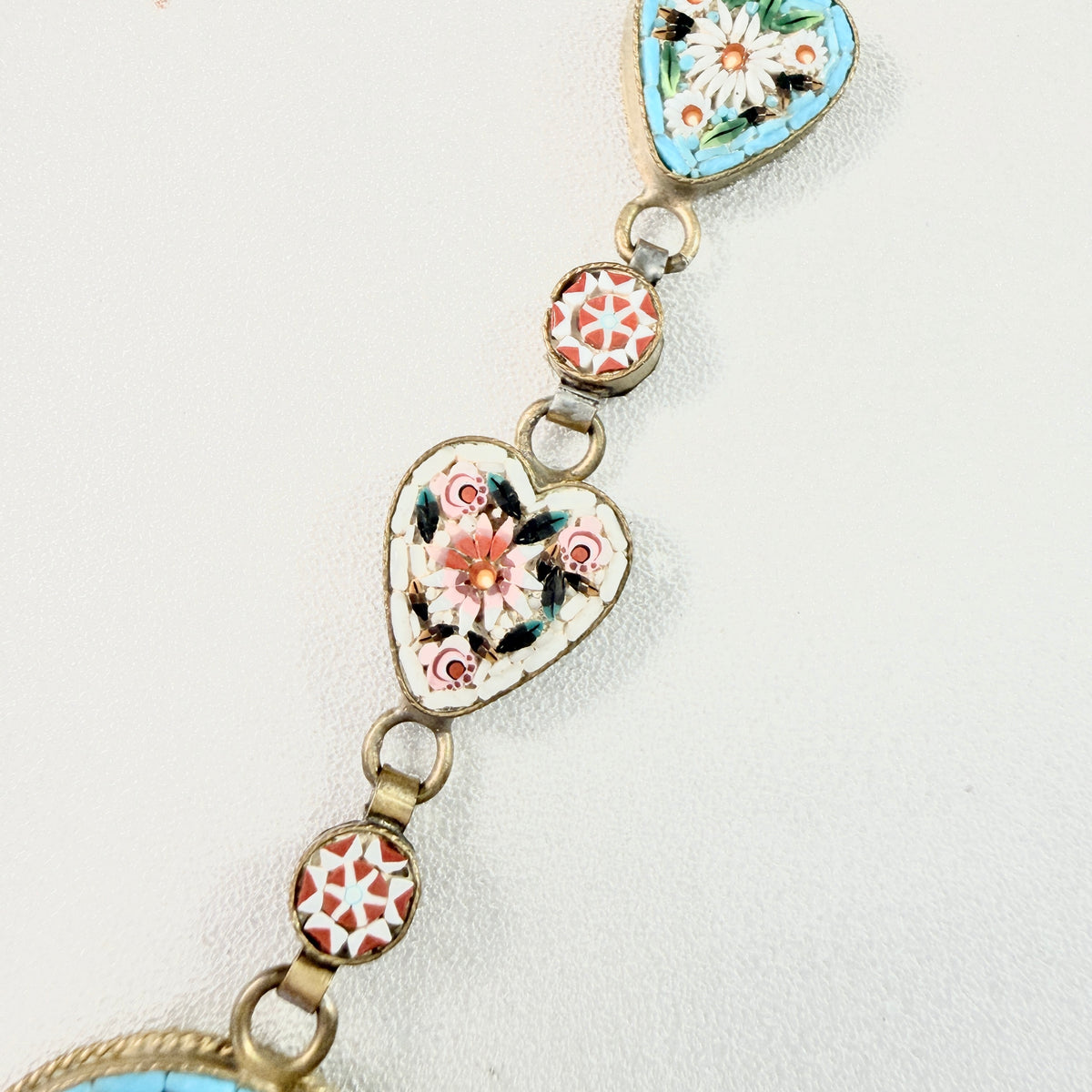 Italy early 1900s. Antique / Vintage Micro Mosaic Lucky Horseshoe Watch Chatelaine Fob.