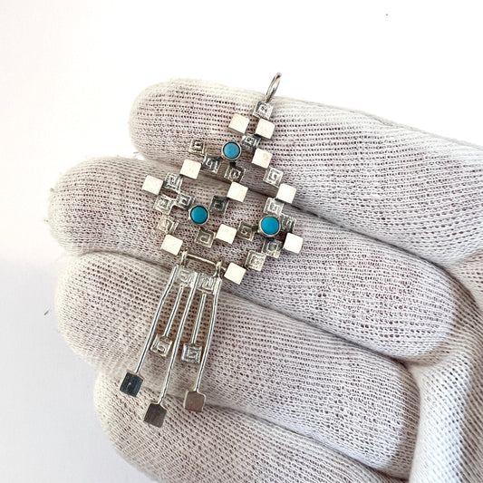 Urpo Hakala, Finland 1970s. Vintage Sterling Silver Turquoise Pendant.