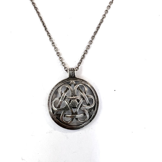 Kalevala Koru, Finland. Vintage Sterling Silver Pendant Long Chain Necklace.