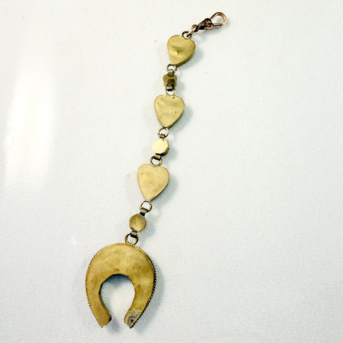Italy early 1900s. Antique / Vintage Micro Mosaic Lucky Horseshoe Watch Chatelaine Fob.