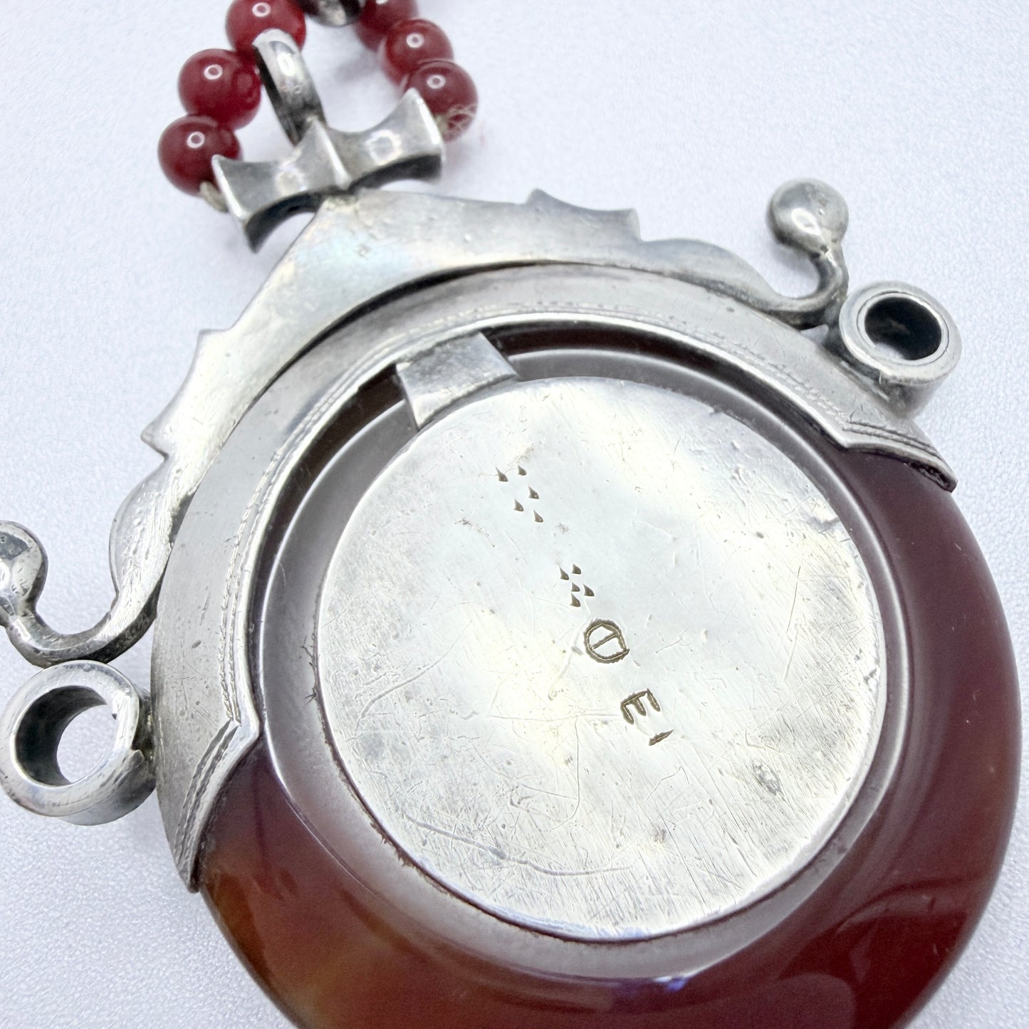 Tuareg People, Africa. Chunky Vintage Silver Carnelian Pendant Necklace.