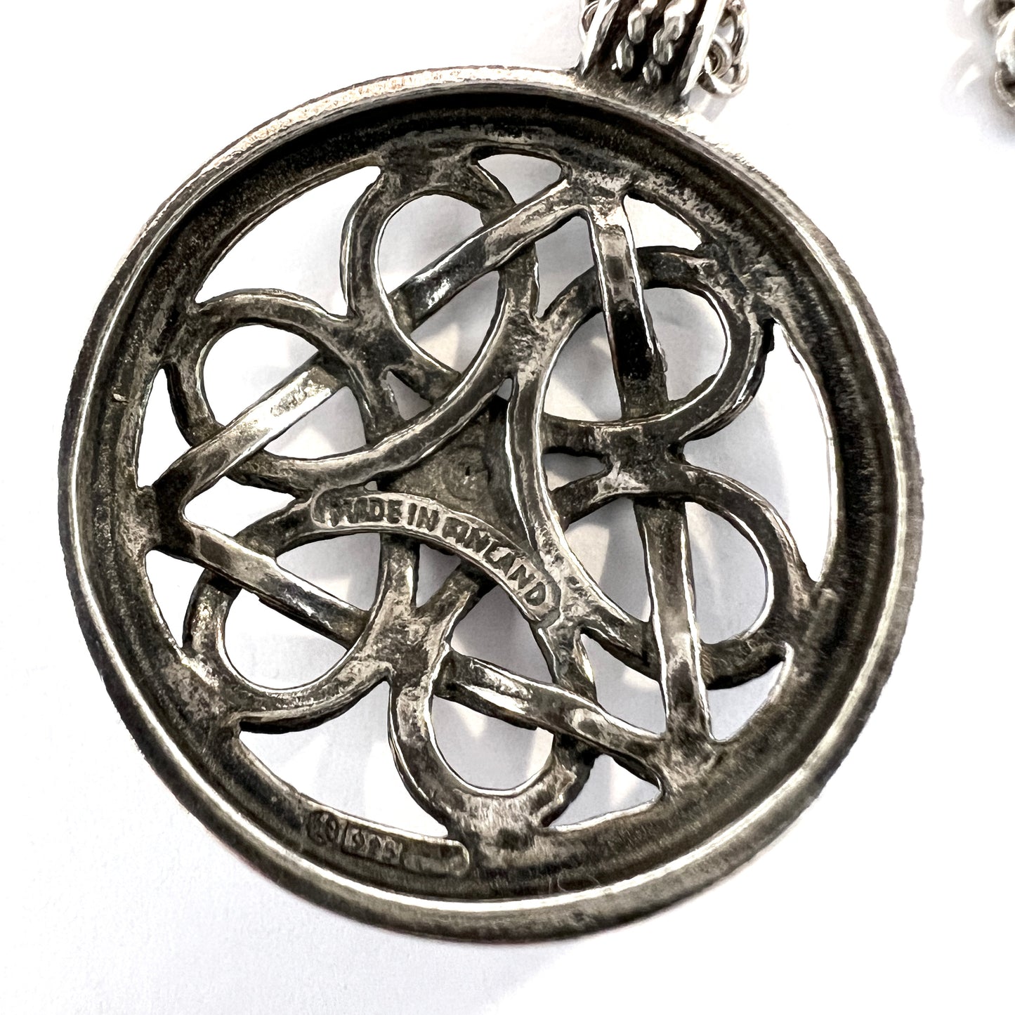 Kalevala Koru, Finland. Vintage Sterling Silver Pendant Long Chain Necklace.