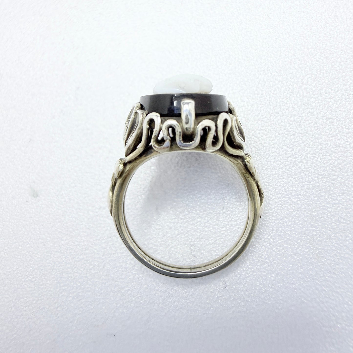 Antique Art Nouveau Solid Silver Cameo Pinky Ring.