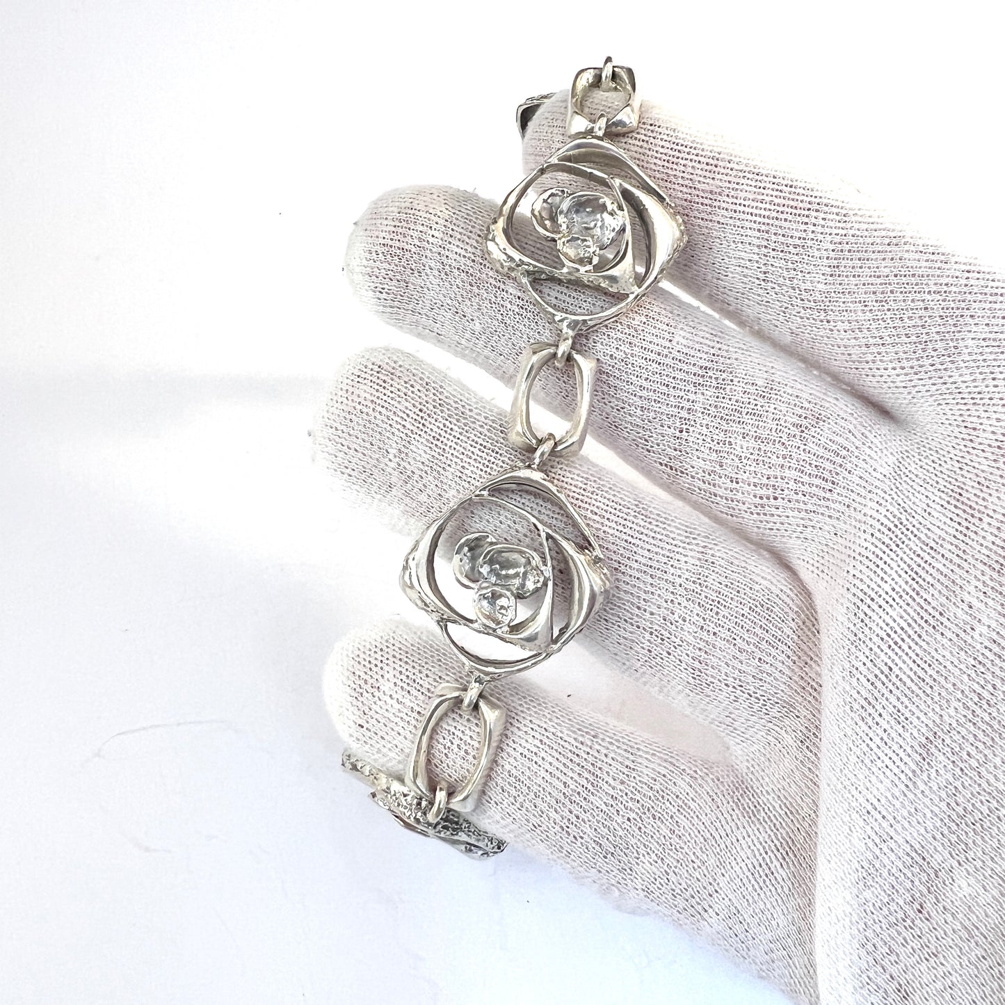 Sten & Laine , Finland 1972. Vintage Modernist Sterling Silver Bracelet.