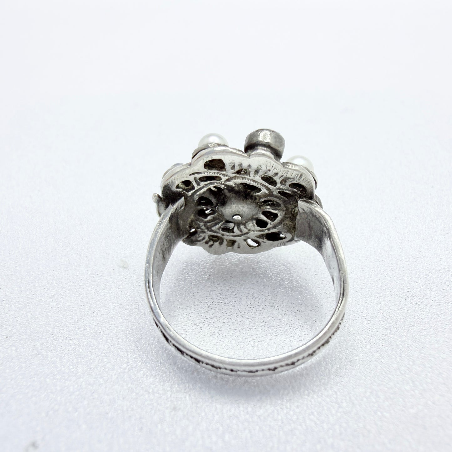 Antique Austro-Hungarian Silver Sapphire Enamel Ring.