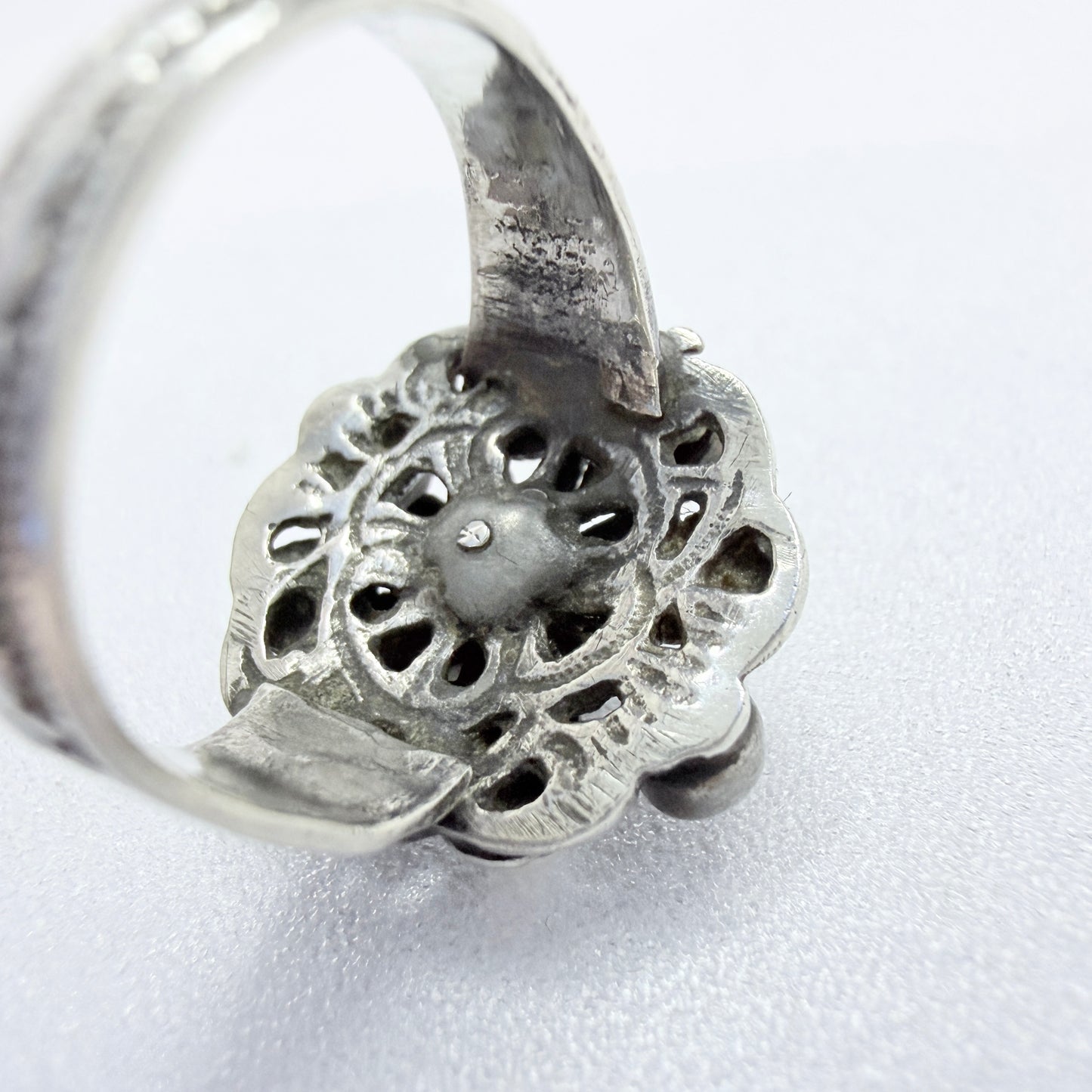 Antique Austro-Hungarian Silver Sapphire Enamel Ring.