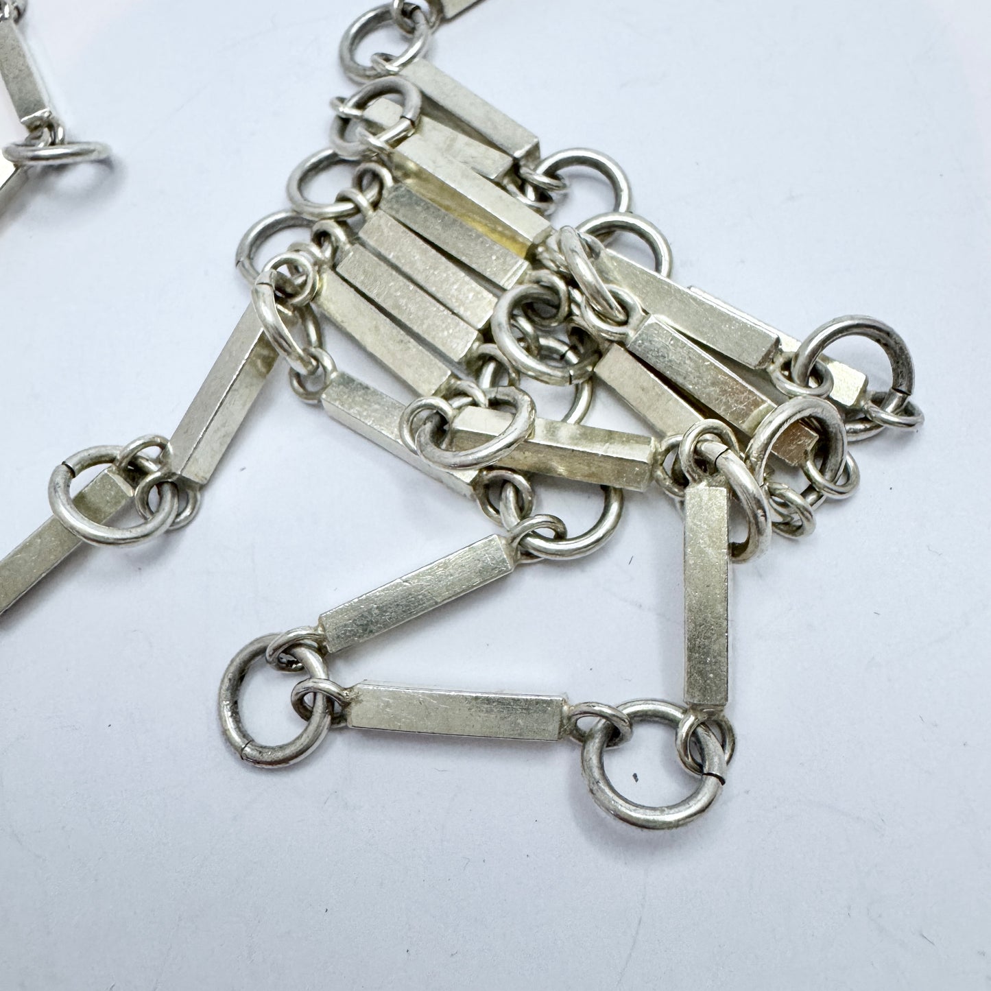 Sweden c 1960-70s. Vintage 37 inch Sterling Silver Link Necklace.