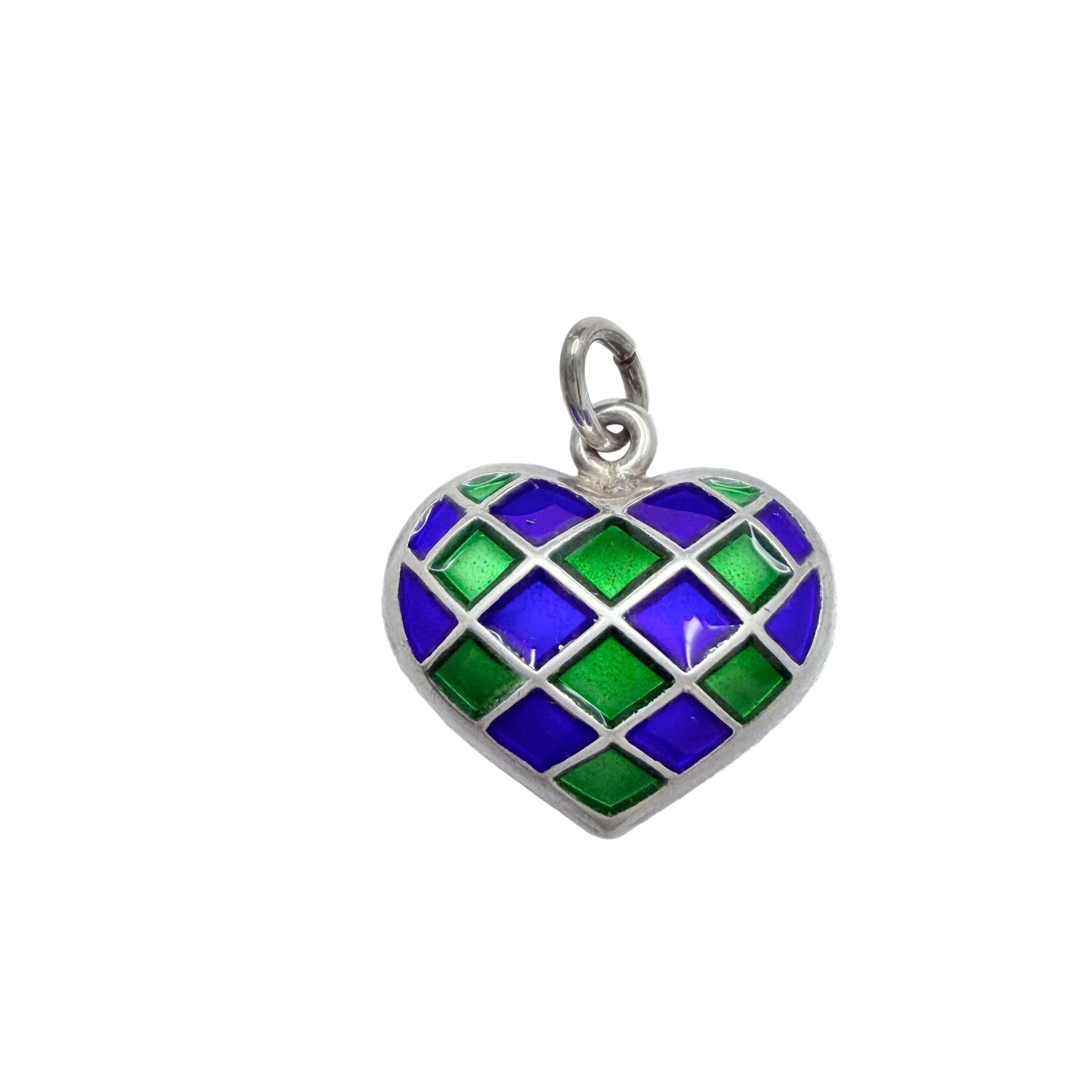 David-Andersen, Norway. Vintage Sterling Silver Enamel Heart Pendant.