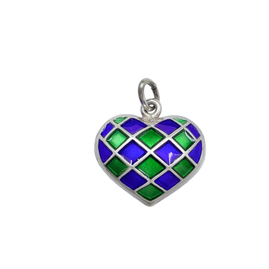 David-Andersen, Norway. Vintage Sterling Silver Enamel Heart Pendant.