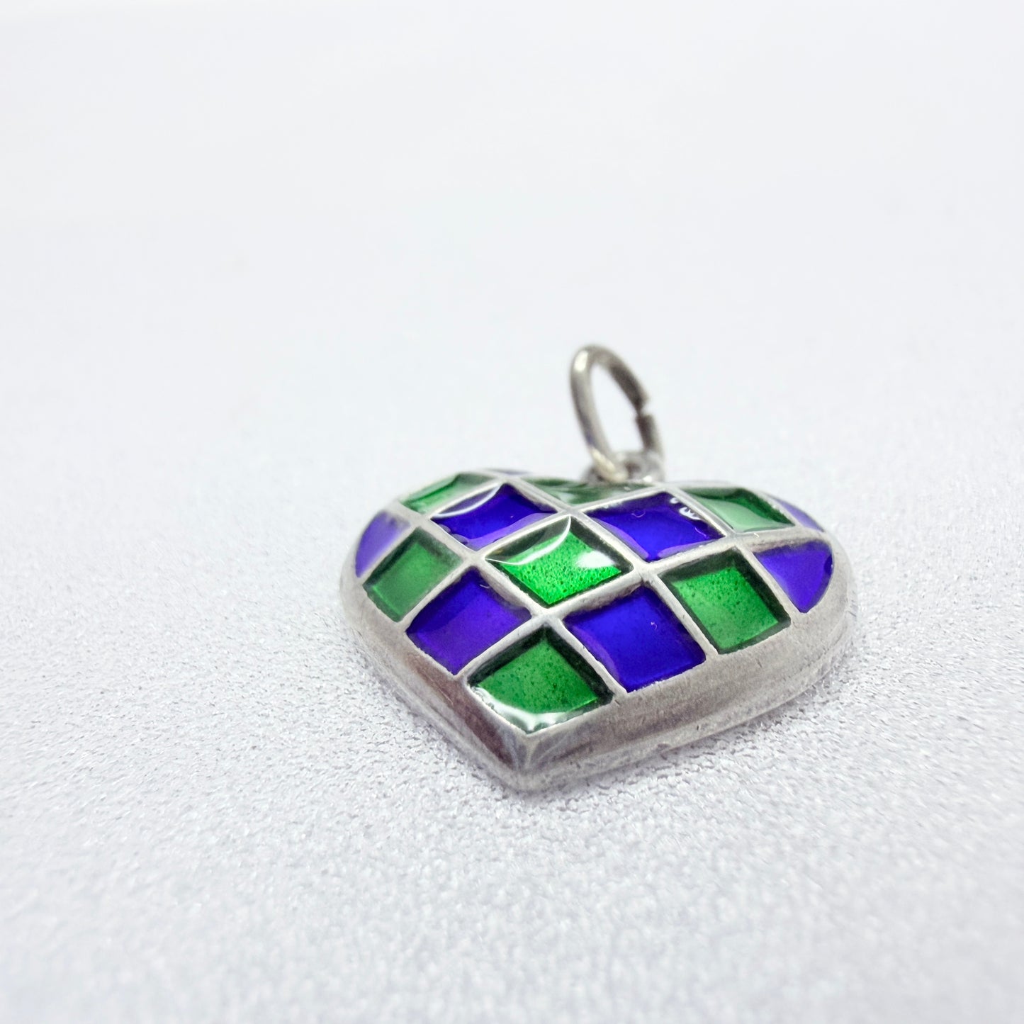 David-Andersen, Norway. Vintage Sterling Silver Enamel Heart Pendant.