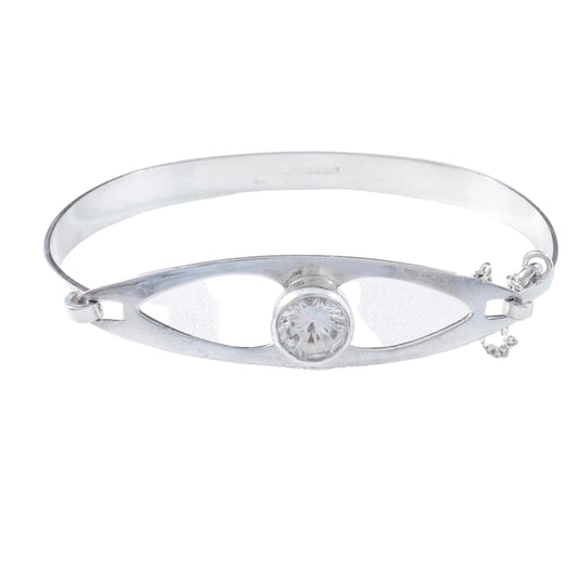 Salovaara, Finland 1973. Vintage Sterling Silver Rock Crystal Hinged Bracelet.