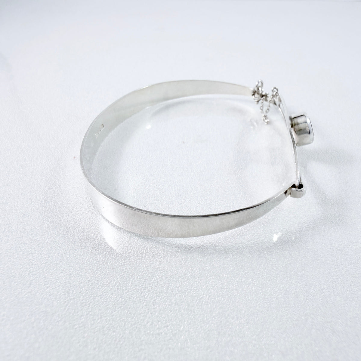 Salovaara, Finland 1973. Vintage Sterling Silver Rock Crystal Hinged Bracelet.