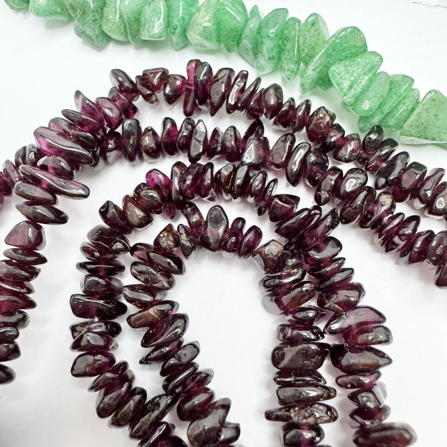 Four Necklaces. Garnet. Carnelian. Aventurine and Jasper.