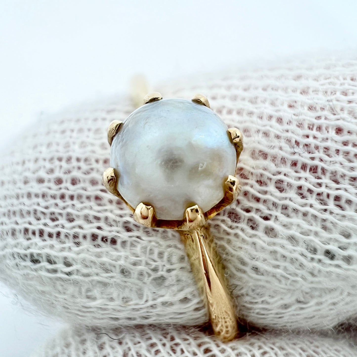 Gerdt Hartvig Sandqvist, Sweden 1920. Antique 18k Gold Pearl Ring.