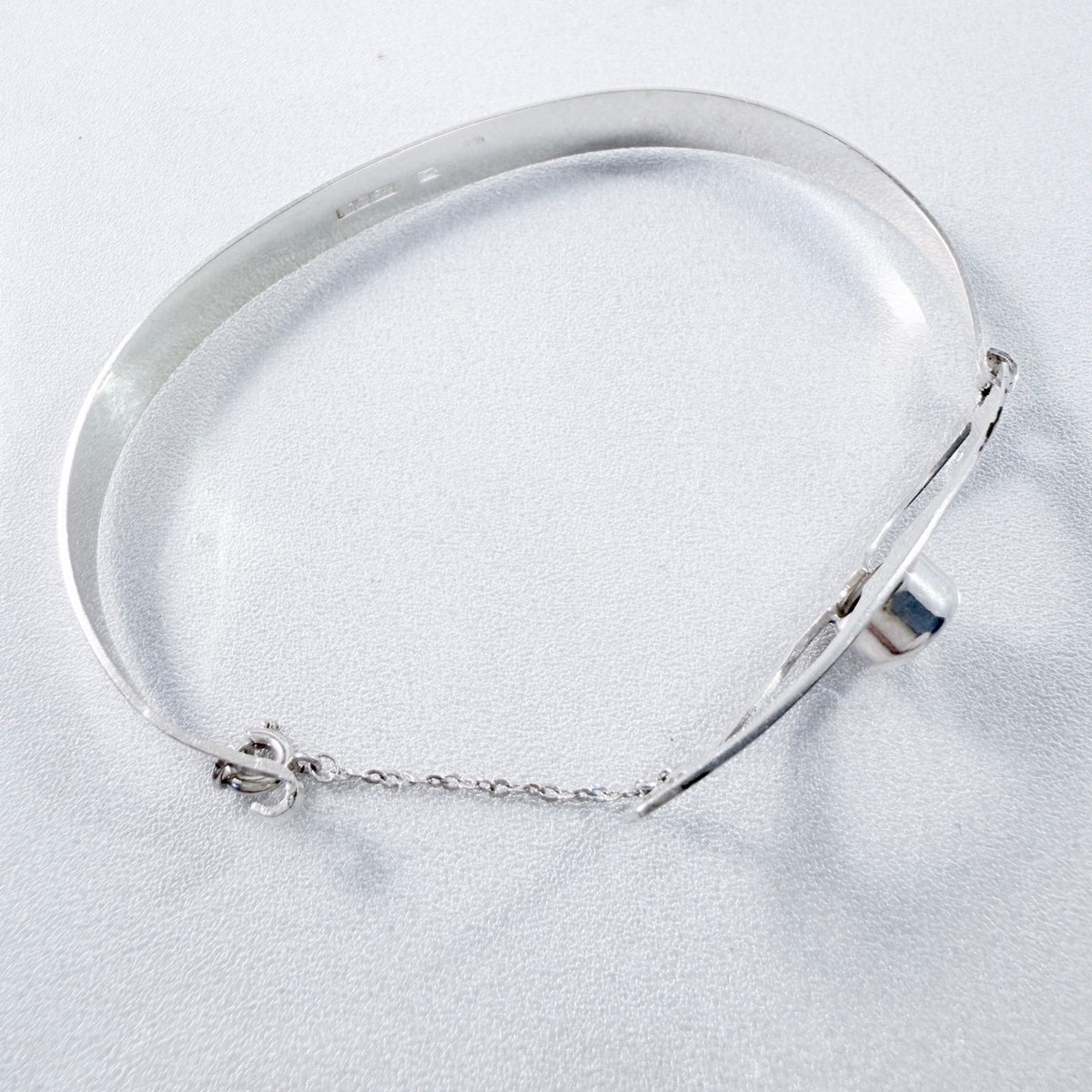 Salovaara, Finland 1973. Vintage Sterling Silver Rock Crystal Hinged Bracelet.