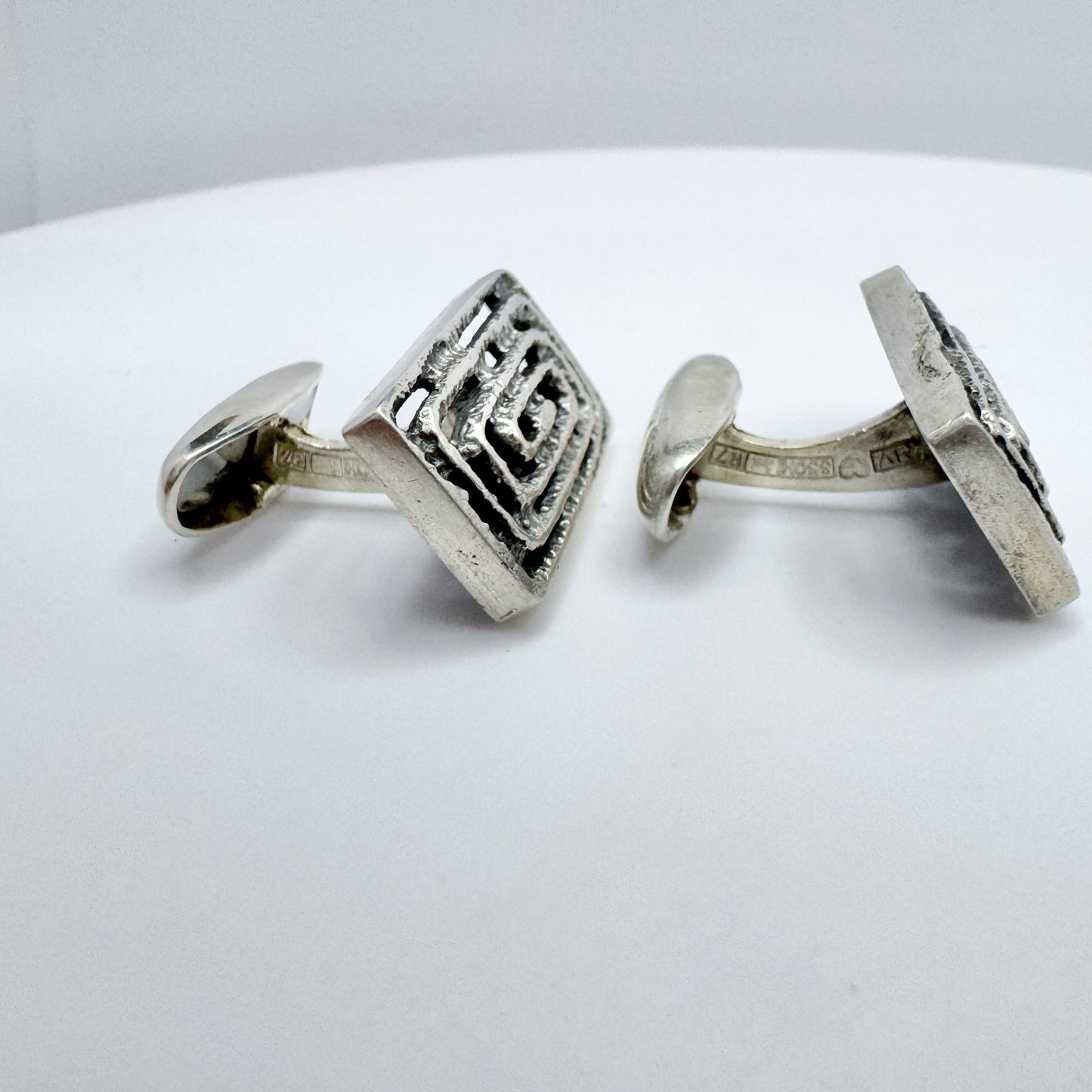 Martti Viikinniemi, Finland year 1970. Vintage Solid Silver Cufflinks.