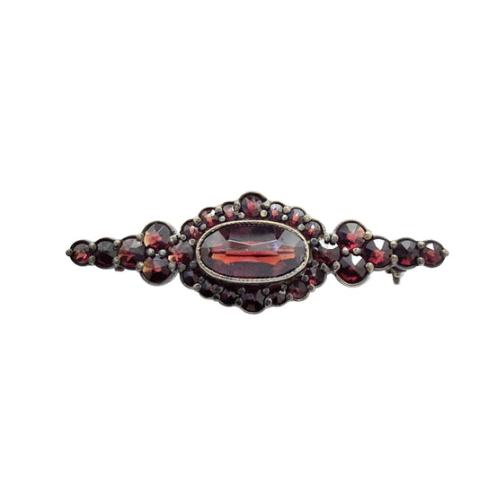 Vintage 1940-50s Gilt Solid Silver Garnet Brooch.