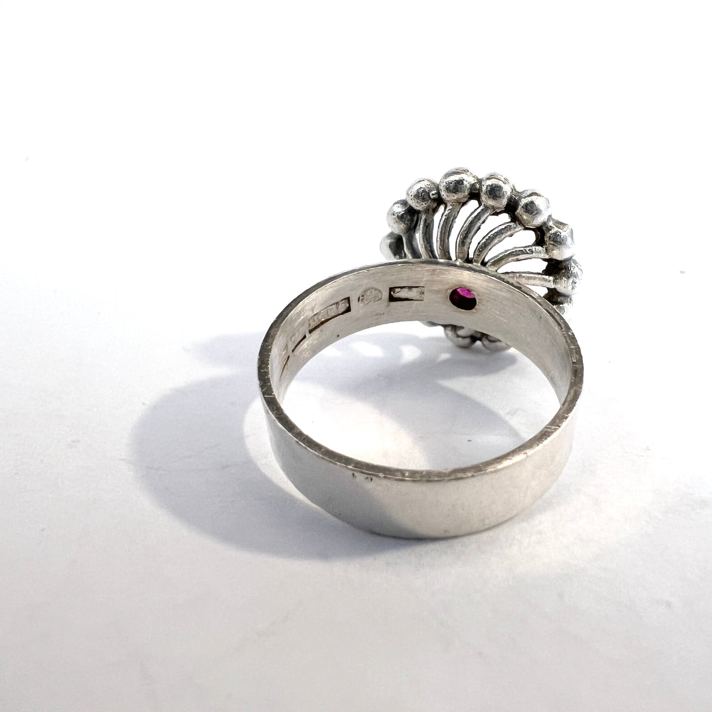 Salovaara, Finland 1971. Vintage Sterling Silver Synthetic Sapphire Ring.