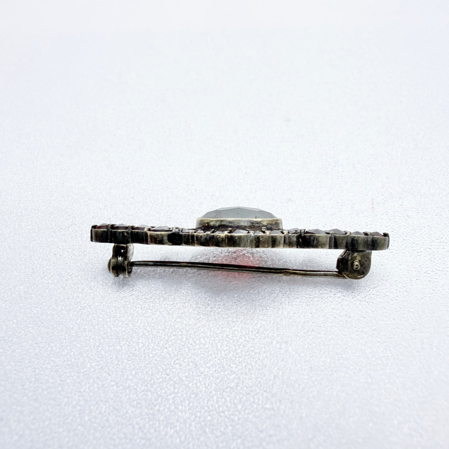 Vintage 1940-50s Gilt Solid Silver Garnet Brooch.
