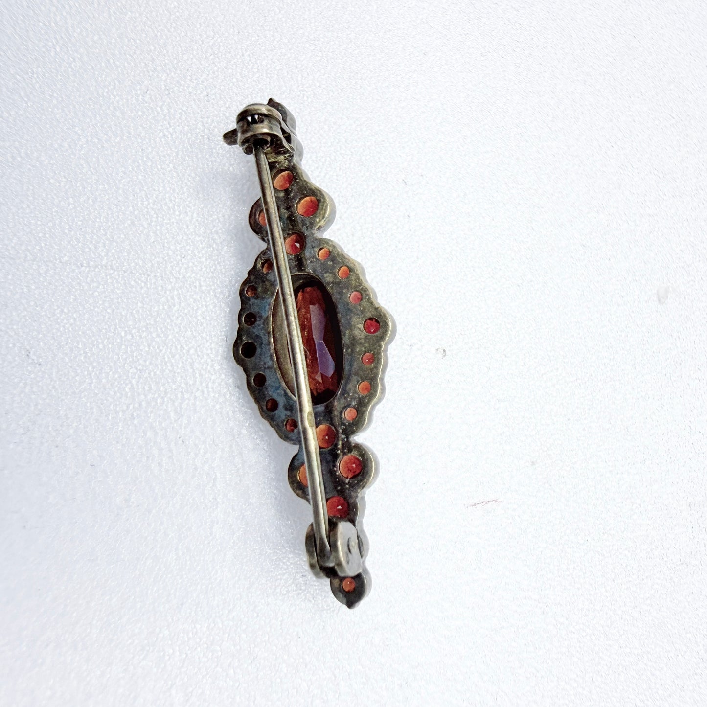 Vintage 1940-50s Gilt Solid Silver Garnet Brooch.
