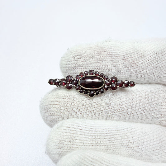 Vintage 1940-50s Gilt Solid Silver Garnet Brooch.