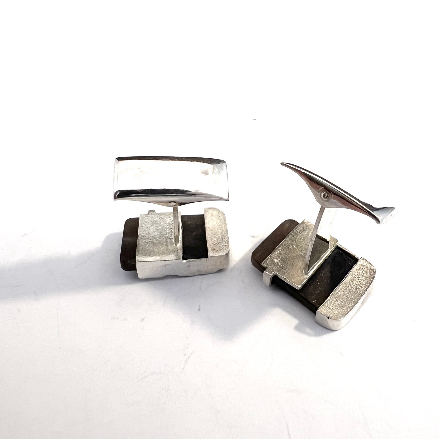 Finland, Vintage Sterling Silver Spectrolite Cufflinks.