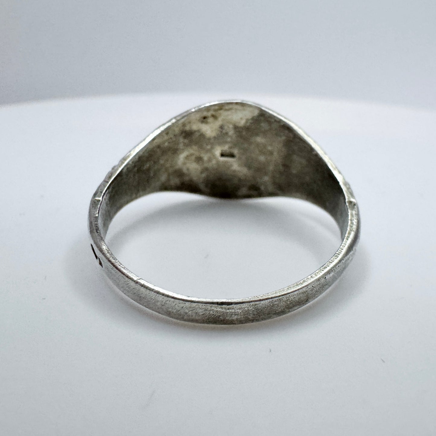 Sweden, early 1900s. Antique Solid Silver Men's Signet Ring CG or GC