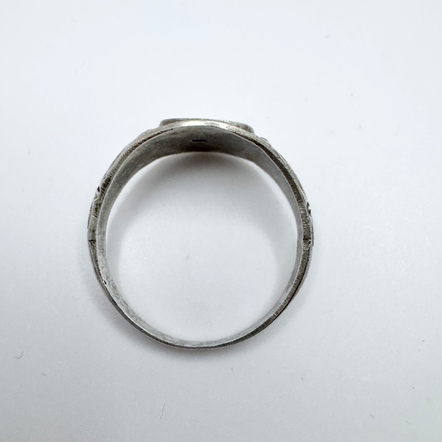 Sweden, early 1900s. Antique Solid Silver Men's Signet Ring CG or GC