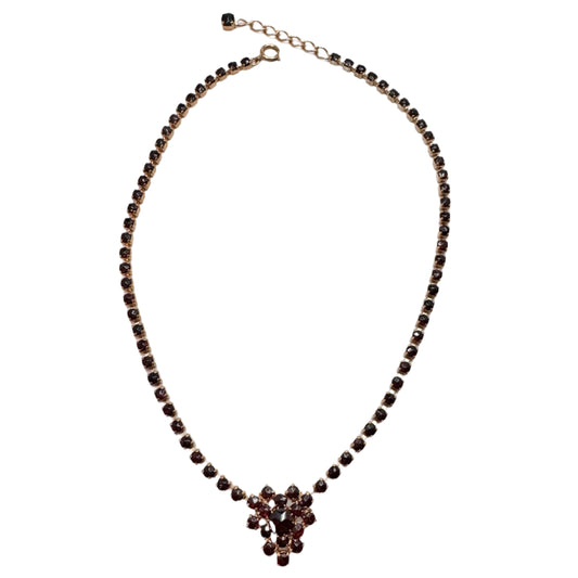 Vintage Garnet Gilt Metal Necklace.