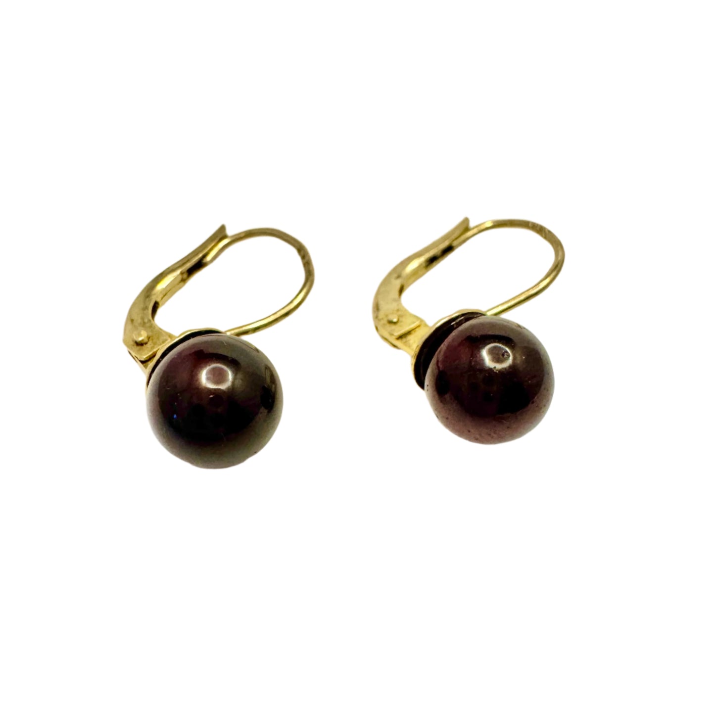 Vintage c 1950s Garnet Gilt 830 Silver Earrings.