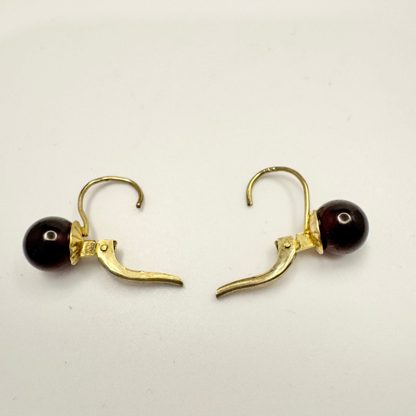 Vintage c 1950s Garnet Gilt 830 Silver Earrings.