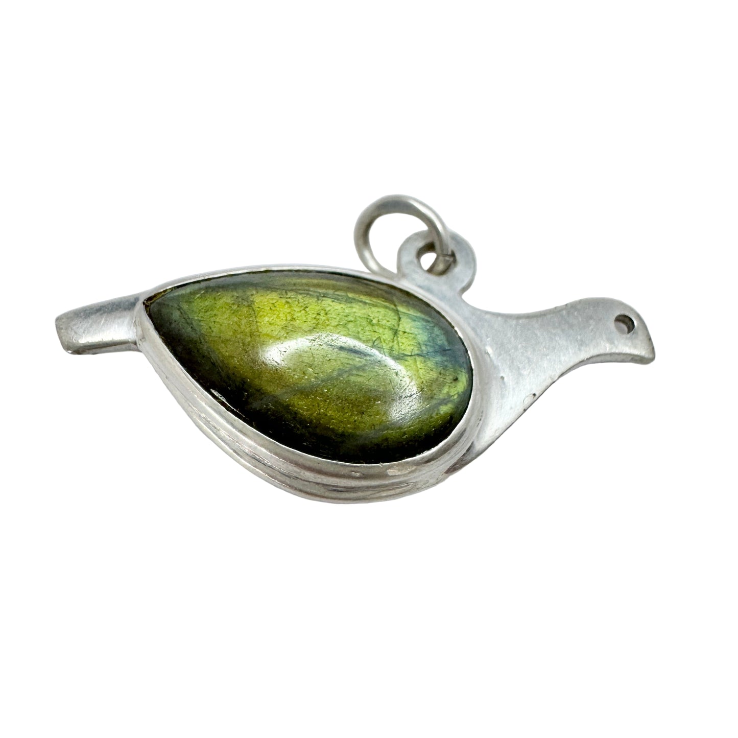 JAN, Finland. Vintage Sterling Silver Double Hardstone Ptarmigan Pendant.