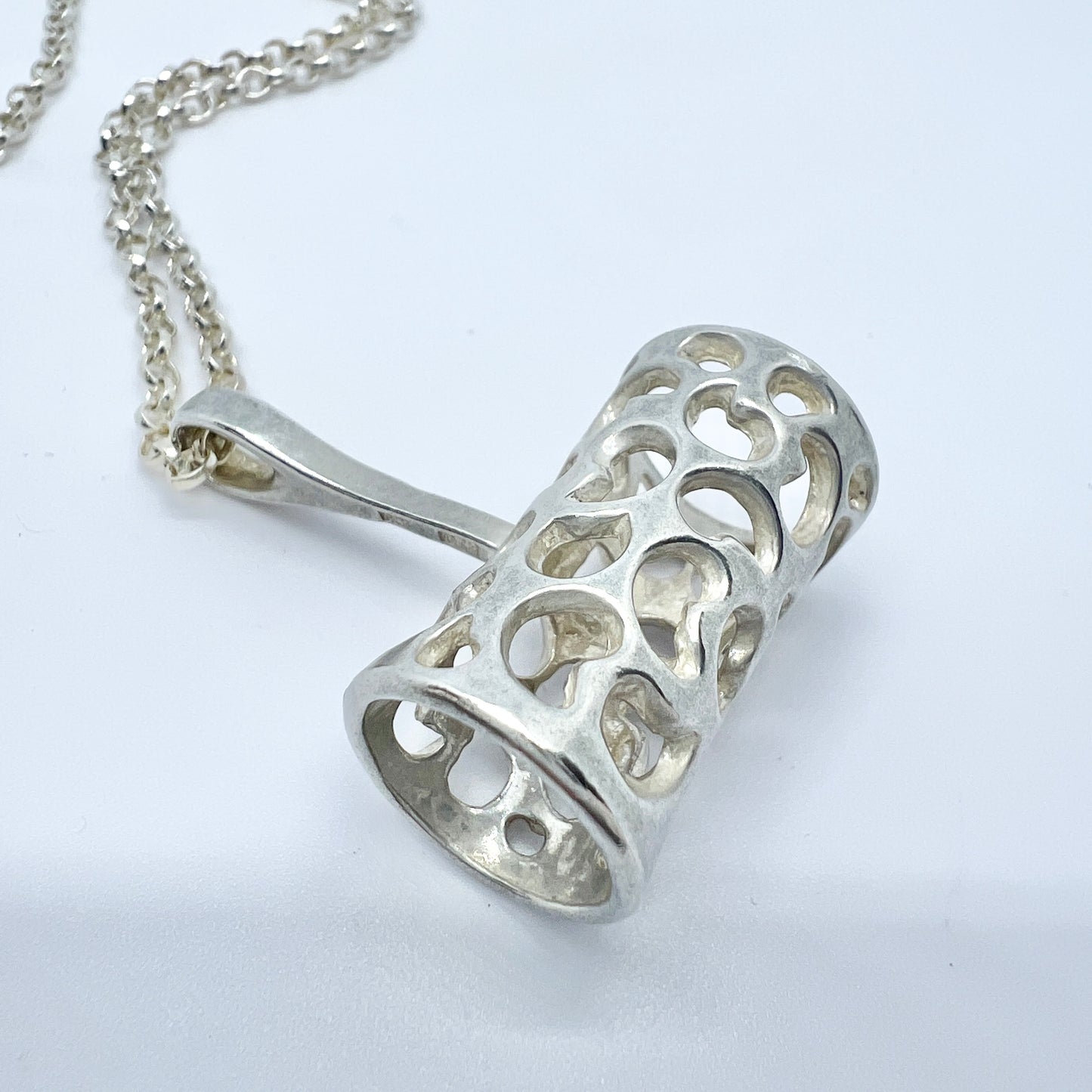 Markström, Sweden 1975 Vintage Solid Silver Pendant + Chain.