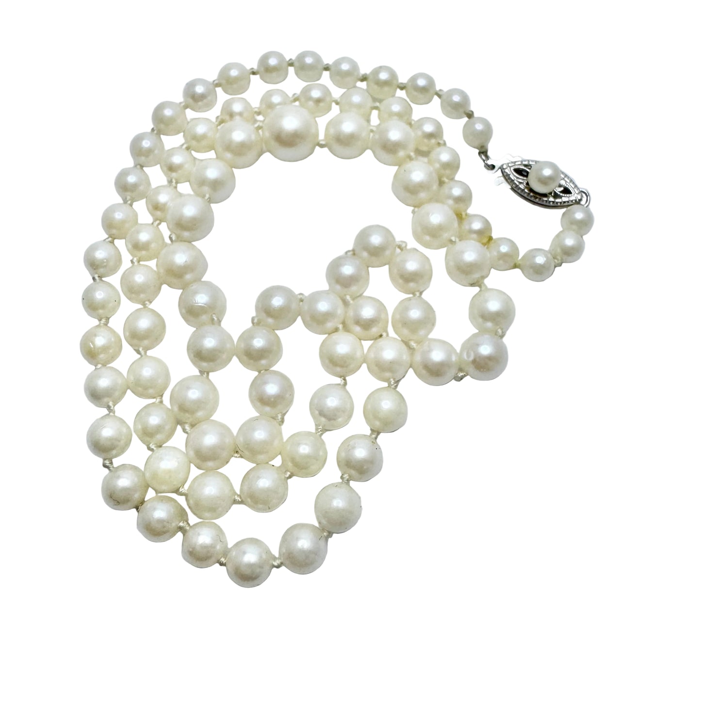 Vintage Cultured Pearl 14k Gold Clasp Necklace.