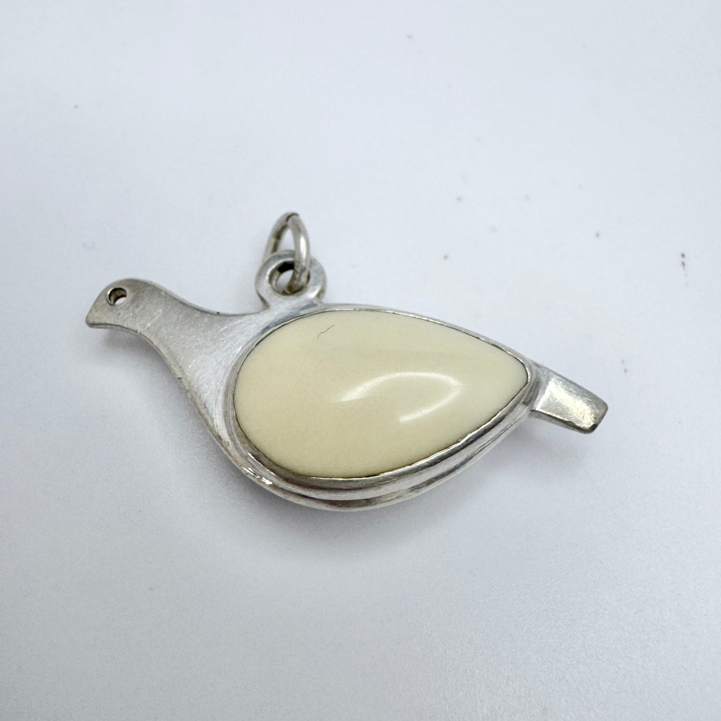 JAN, Finland. Vintage Sterling Silver Double Hardstone Ptarmigan Pendant.