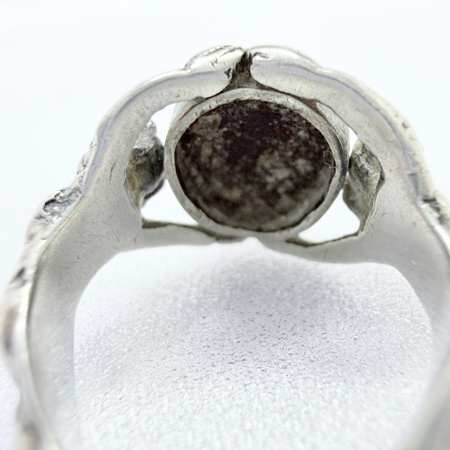 Antique Renaissance Revival Silver Turquoise Satyrs Shoulders Ring.