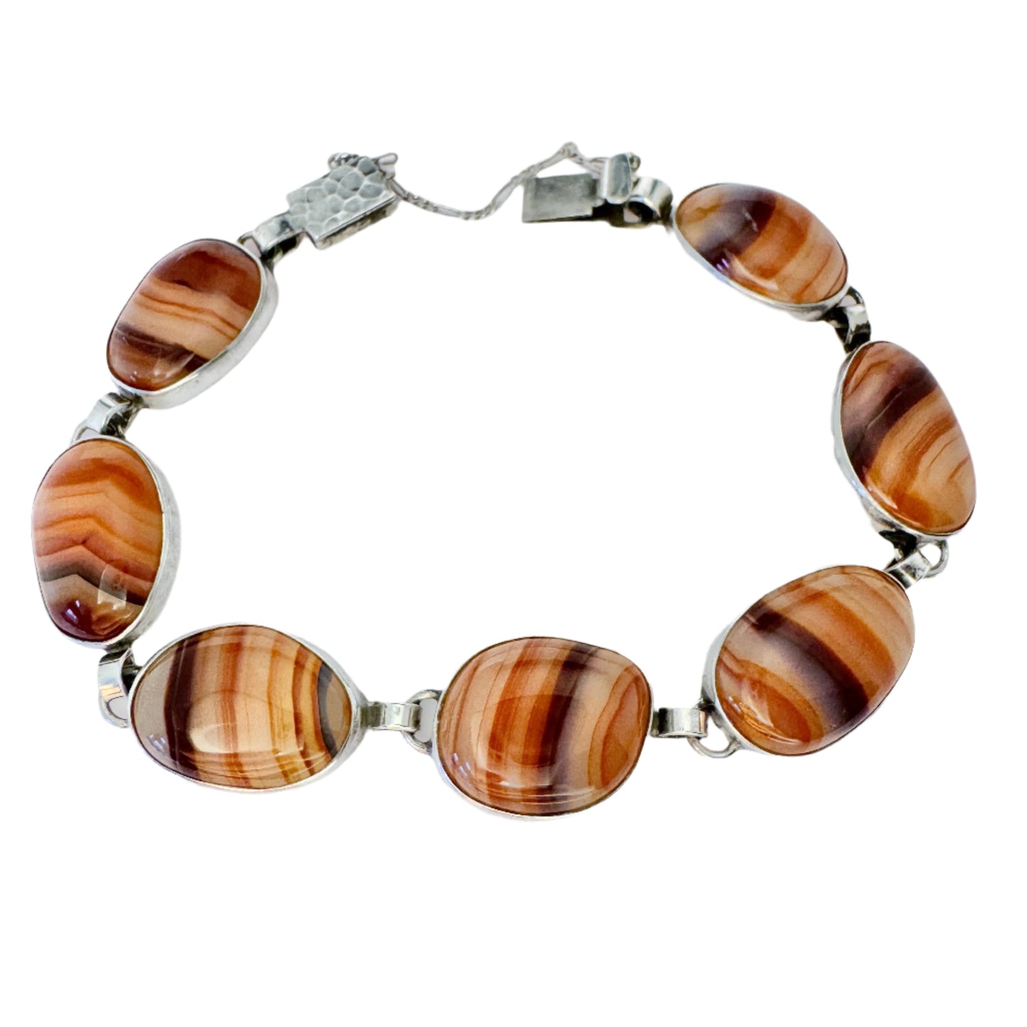 Victor Janson, Sweden 1965. Vintage Sterling Silver Agate Bracelet.