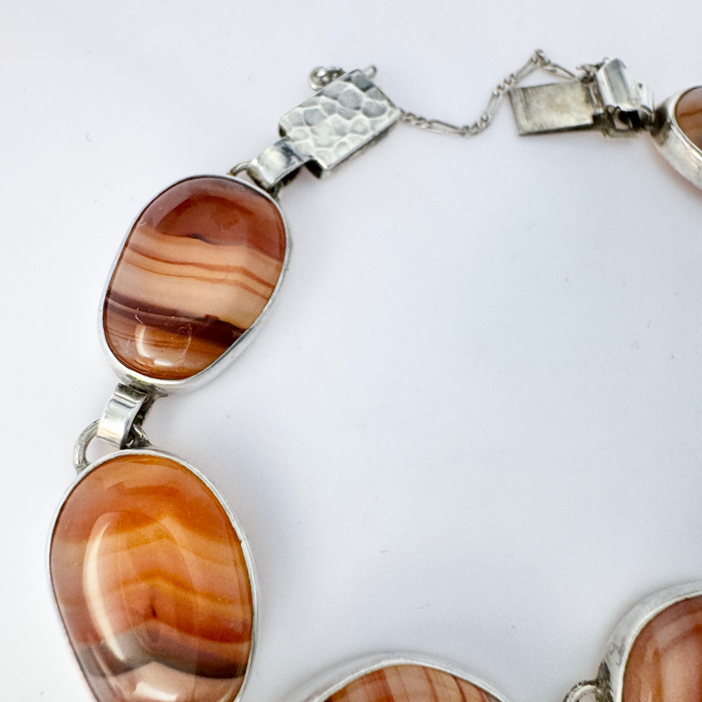 Victor Janson, Sweden 1965. Vintage Sterling Silver Agate Bracelet.