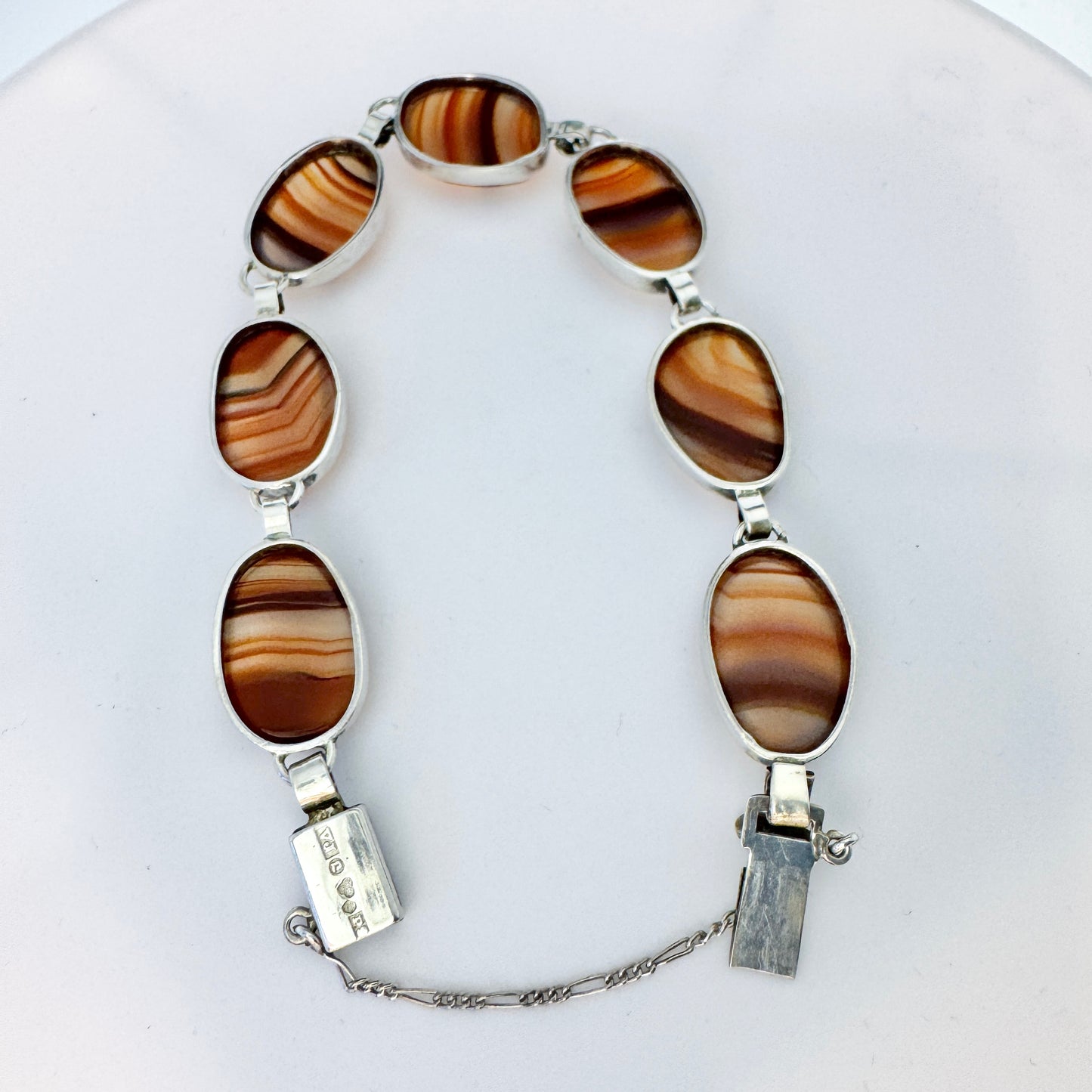 Victor Janson, Sweden 1965. Vintage Sterling Silver Agate Bracelet.