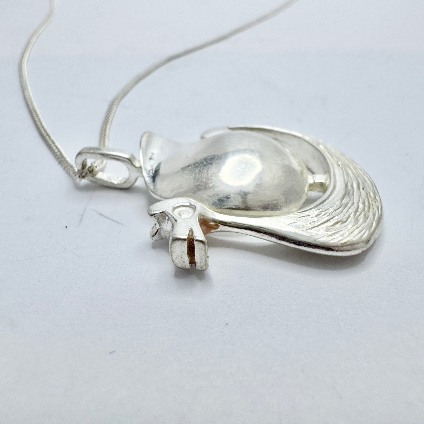 Denmark / Norway. Vintage Solid Silver Viking Ship Pendant Unisex Necklace