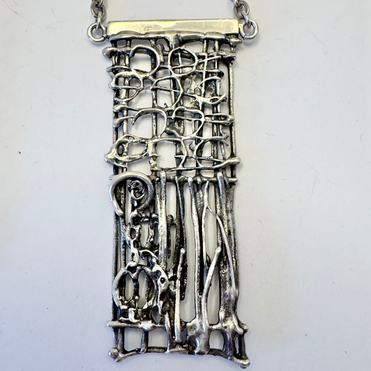 Kaplan, Stockholm 1969. Bold Vintage Modernist Sterling Silver Pendant Necklace.