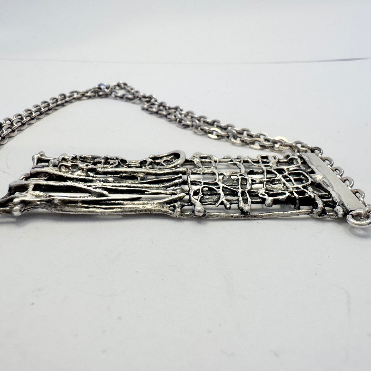 Kaplan, Stockholm 1969. Bold Vintage Modernist Sterling Silver Pendant Necklace.