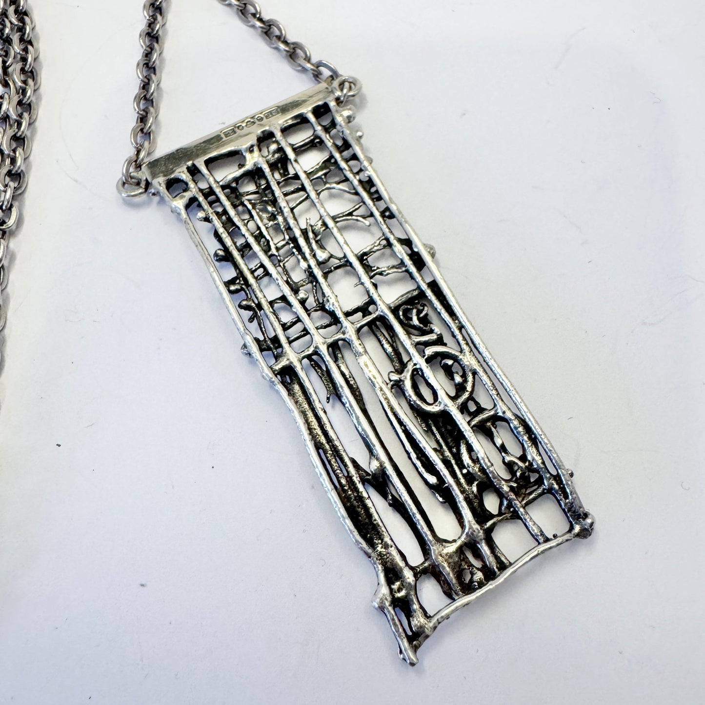 Kaplan, Stockholm 1969. Bold Vintage Modernist Sterling Silver Pendant Necklace.