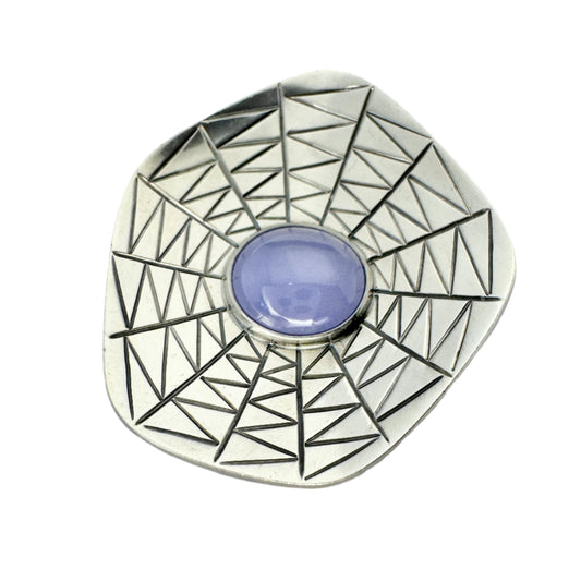 Per Sköld, Sweden 1957. Vintage Sterling Silver Chalcedony Brooch.