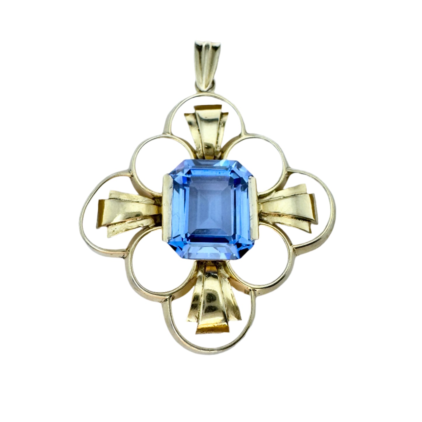 Waldemar Jonsson, Sweden 1951. Vintage Solid Silver Blue Synthetic Spinel Pendant.